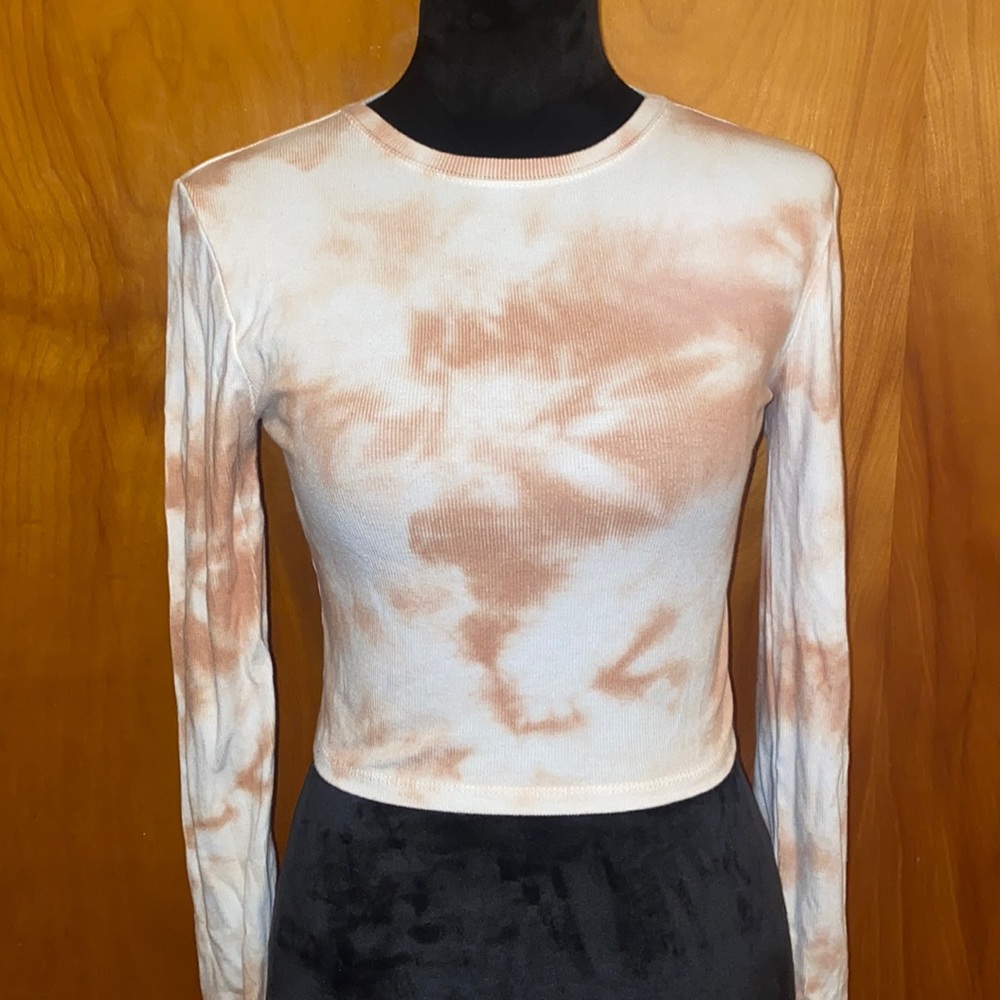 Gianni Bini Ribbed Knit Tie Dye Sady Crop Tee